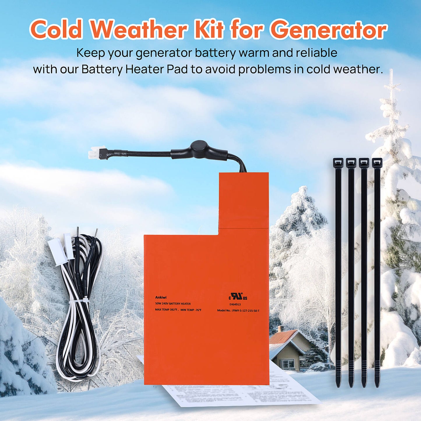 Ankiwi Battery Heater Pad for Generac Generator, Battery Warmer Pad for Generac 7101, Battery Pad Warmer for Generac 9kW-22kW Air-Cooled Standby Generators, Cold Weather Kit for Generac Home Generator