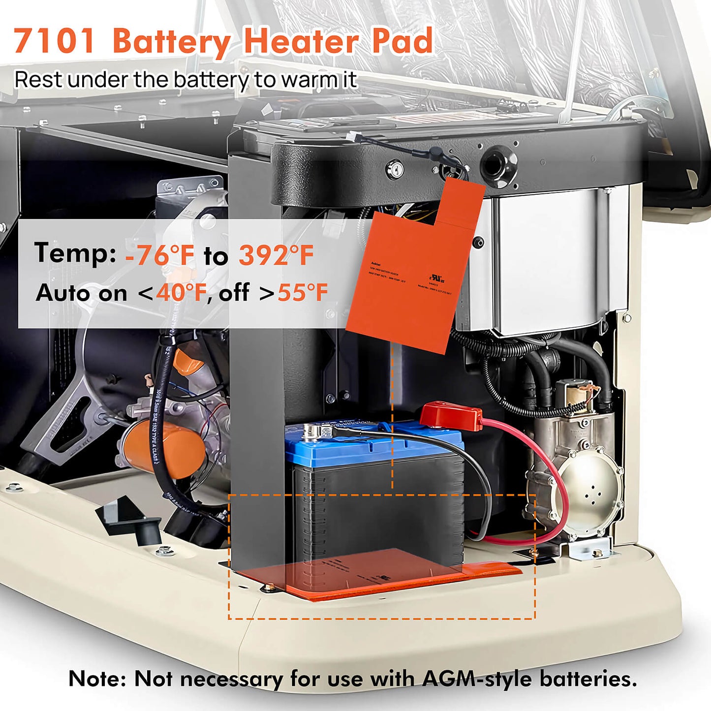 Ankiwi Battery Heater Pad for Generac Generator, Battery Warmer Pad for Generac 7101, Battery Pad Warmer for Generac 9kW-22kW Air-Cooled Standby Generators, Cold Weather Kit for Generac Home Generator