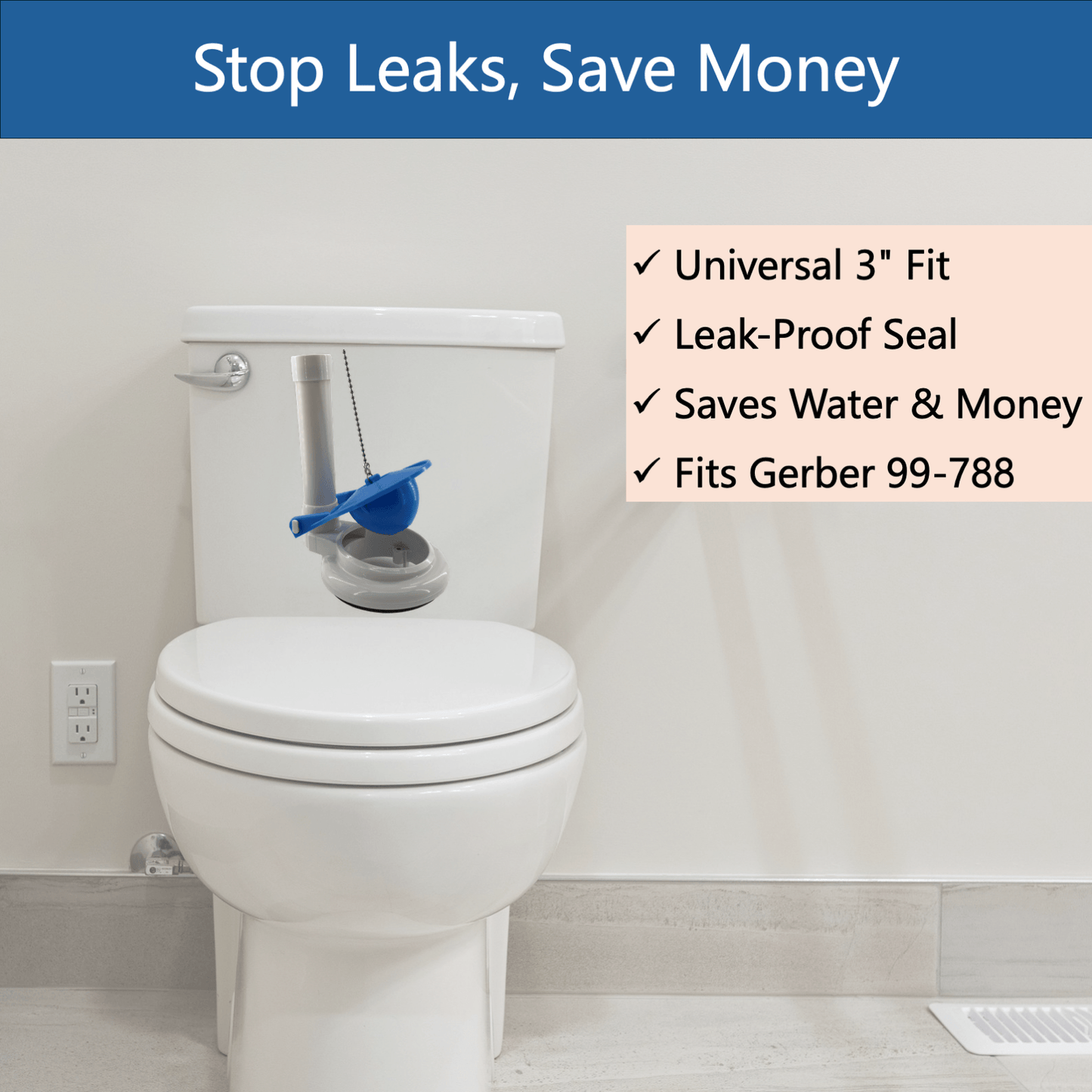 Ankiwi Universal 3 Inch Toilet Flapper Replacement - Water Conserving & Leak-Proof. Long-Lasting Soft PVC Flapper Valve Compatible with Gerber 99-788 Toilet Tank, Easy No-Tool Install