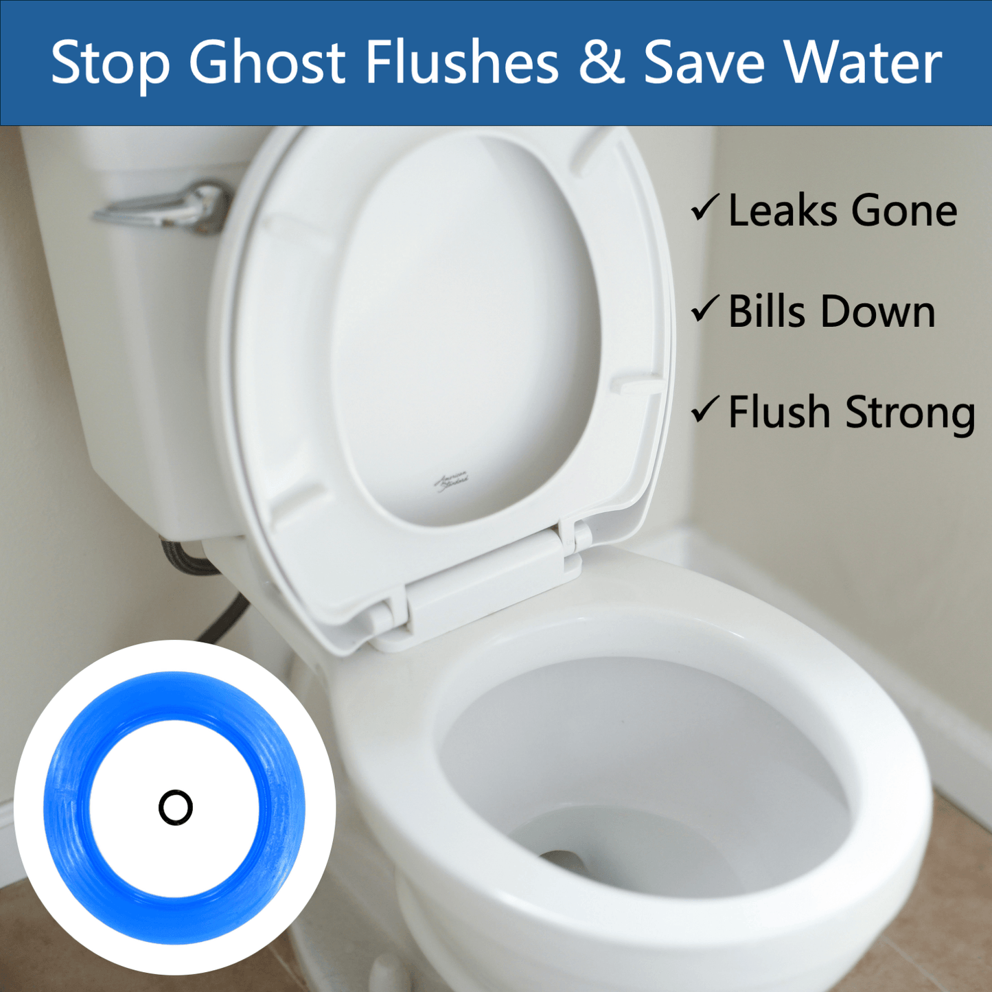 Ankiwi 2-Pack Flush Valve Seal Kit - Stops Ghost Flush, Fixes Running Toilet, Saves Water. Upgraded Silicone with O-Rings for American Standard Toilets, Fits Champion 4 & Eljer Titan 4 (7301111-0070A)