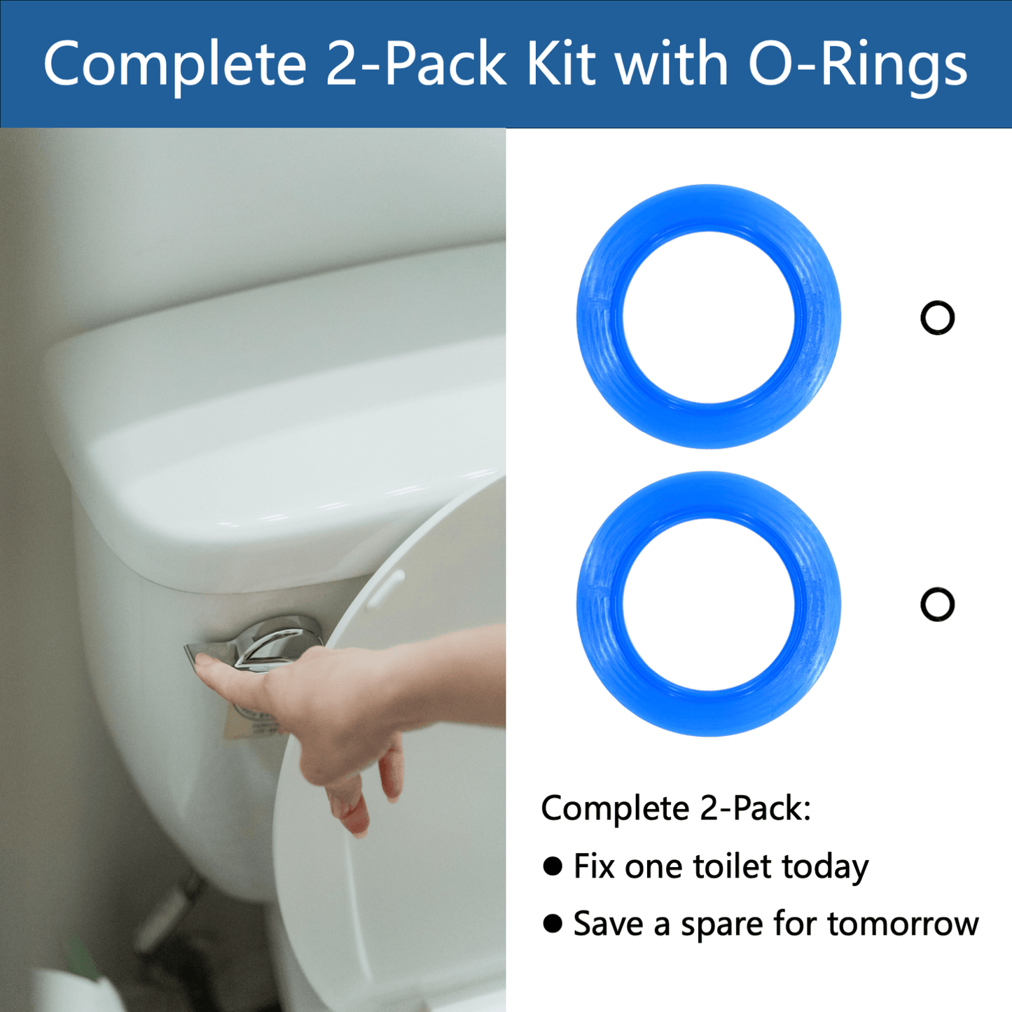 Ankiwi 2-Pack Flush Valve Seal Kit - Stops Ghost Flush, Fixes Running Toilet, Saves Water. Upgraded Silicone with O-Rings for American Standard Toilets, Fits Champion 4 & Eljer Titan 4 (7301111-0070A)